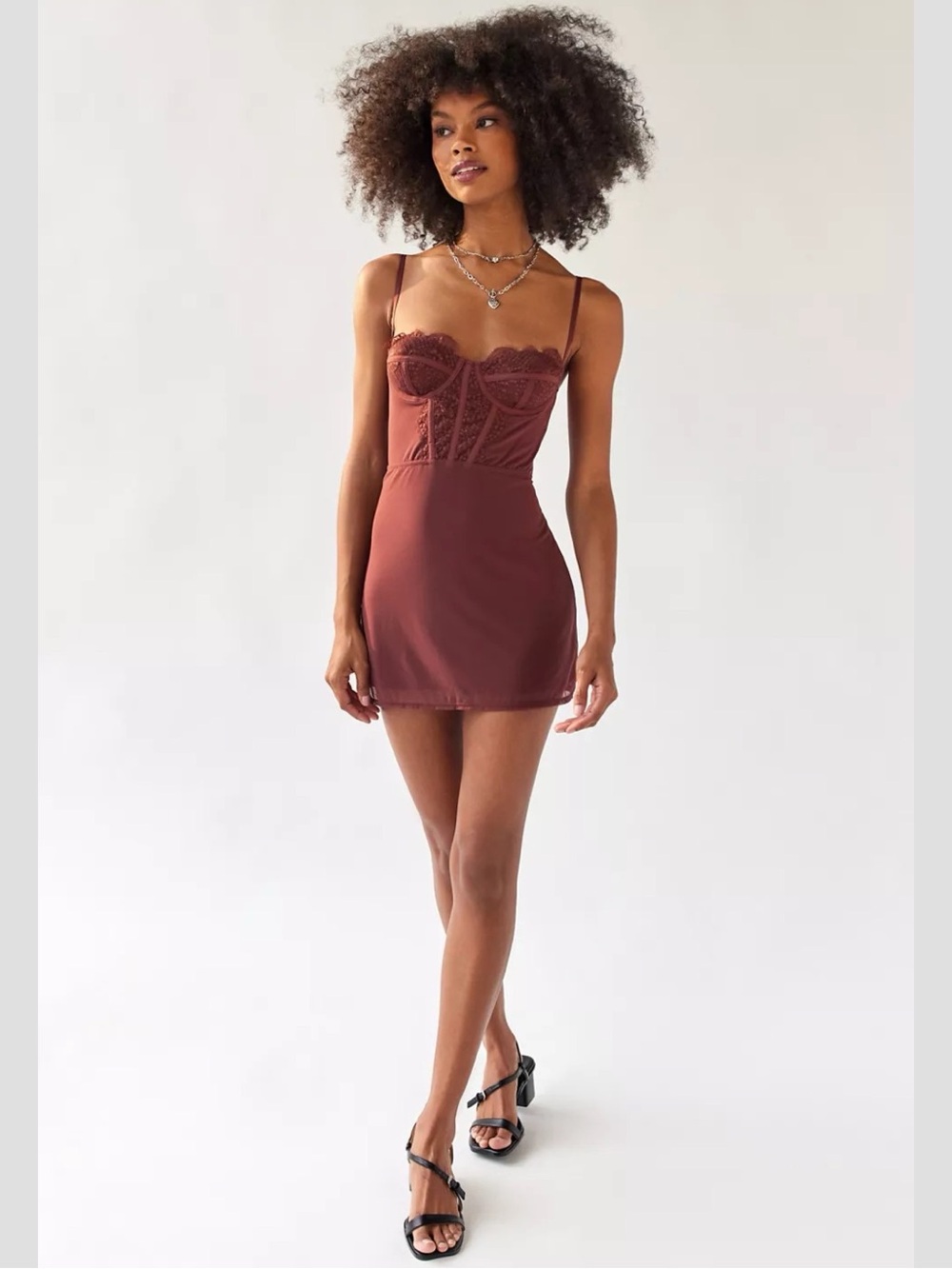 Urban Outfitters UO Brenna Bustier Mini Dress in Chocolate Medium